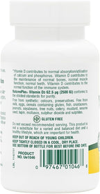 Natures Plus Vitamin D3 (Cholecalciferol) - 2500 iu, 90 Softgels - Bone Health, Heart Health & Immune System Support Supplement, Bioavailable Active Form - Gluten-Free - 90 Servings
