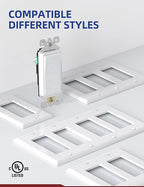 AIDA 3 Way Decorative Light Switch Wall Plate, Electric Switches,15Amp, 120/277 Volt, 3 Way Rocker Switch, Self-Grounding, Residential and Commercial Grade, UL Listed (50, Glossy White)