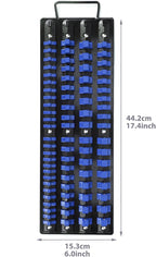 CASOMAN 80-Piece Heavy Duty Socket Organizer Tray, 1/4-Inch, 3/8-Inch, 1/2-Inch,Premium Quality Socket Holders,Black Rails with Blue Clips, Best Unique Tool Gift for Men