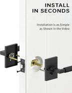 Asidrama 1 Pack Black Privacy Door Handles, Door Lever with Door Knobs Indoor for Bedroom or Bathroom, Heavy Duty Door Handles Interior with Locks for Left Right Sided Doors