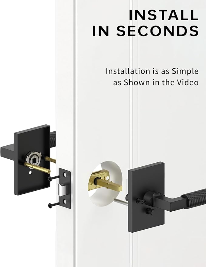 Asidrama 6 Pack Black Privacy Door Handles, Door Lever with Door Knobs Indoor for Bedroom or Bathroom, Heavy Duty Door Handles Interior with Locks for Left Right Sided Doors