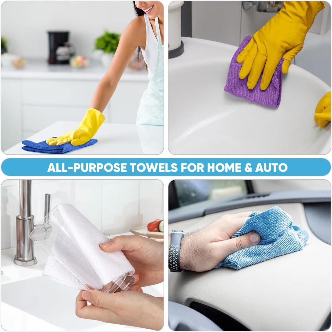 AIDEA Microfiber Cleaning Cloth Roll, 50PK, Reusable Paper Towels Tear Away Cloth, Microfiber Towels Washable Shop Rags, Lint Free Cleaning Rags for House, Kitchen, Window, 11.5"×11.5", Dark Blue