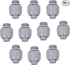 Liquid Tight Connector 3/4 in - Non-Metallic Electrical Conduit Fittings, UL Listed PVC Conduit Fitting (Straight, 10 Pack), Gray