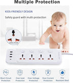 Universal Power Strip with USB C, 6.5ft Long Power Cord, 4 Outlets Power Strips with Surge Protection, 4 USB Ports Desktop Charging Station(3 USB-A & 1 USB-C)