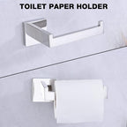 TRUSTMI 5-Piece Bathroom Hardware Accessory Set Robe Hook Towel Bar Toilet Roll Paper Holder Towel Ring Wall Mounted, SUS 304 Stainless Steel, Chrome