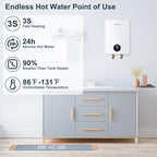 Electric Tankless Water Heater, ECOTOUCH 27kW on Demand Hot Water Heater Electric 240V Instant Tankless Hot Water Heaters Point of Use with ETL Certificated Self-Modulating ECO270S
