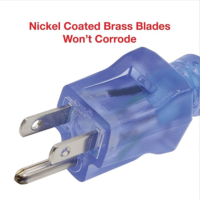 Clear Power 16 Gauge 3Prong Cords (16/3-3 Prong Grounded Plug, Blue, 15 ft)