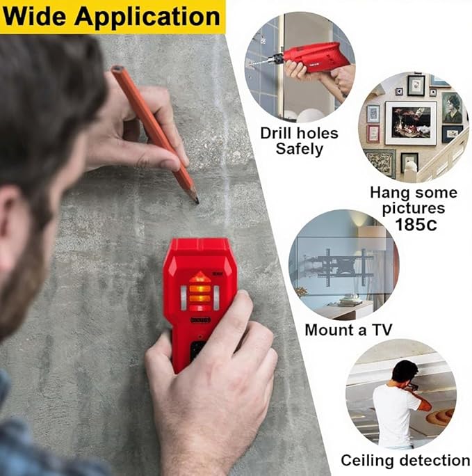 Stud Finder Wall Scanner Wood and Metal Detector Sensor for 3/4 inch Thickness Wall (ST102-Red)