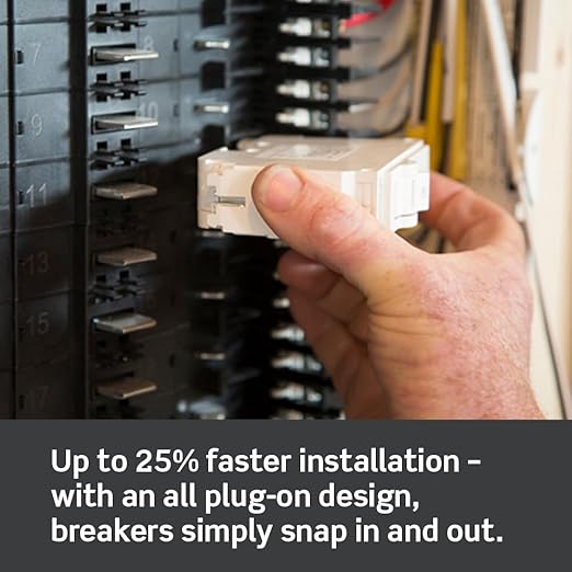 Leviton Surge Protective Device with Two 15A 1-Pole Plug-On Standard Branch Circuit Breakers, Thermal Magnetic, 120/240 VAC, LSPD1-T, White