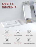 AIDA 20 Pack 3 Way Switch Decora Switch White, Electric Switches,Light Switch15Amp, 120/277 Volt, 3 Way Rocker Switch, Wall Replacement, Self-Grounding, Residential Grade, UL Listed