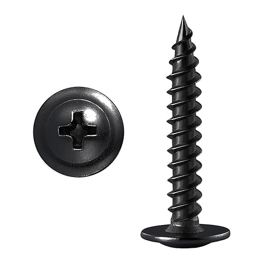 (150 pcs) Wensilon #10×1-1/2" Black Phillips Truss Head Wood Screws Quick Metal Self Tapping