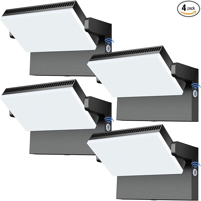 Modern Sleek Flood Lights Outdoor, 120W 5000K Dusk-to-Dawn Photocell with 360° Rotation, 14200LM IP65 Waterproof LED Security Wall Pack for Building,Yard,Driveway (4 Pack)