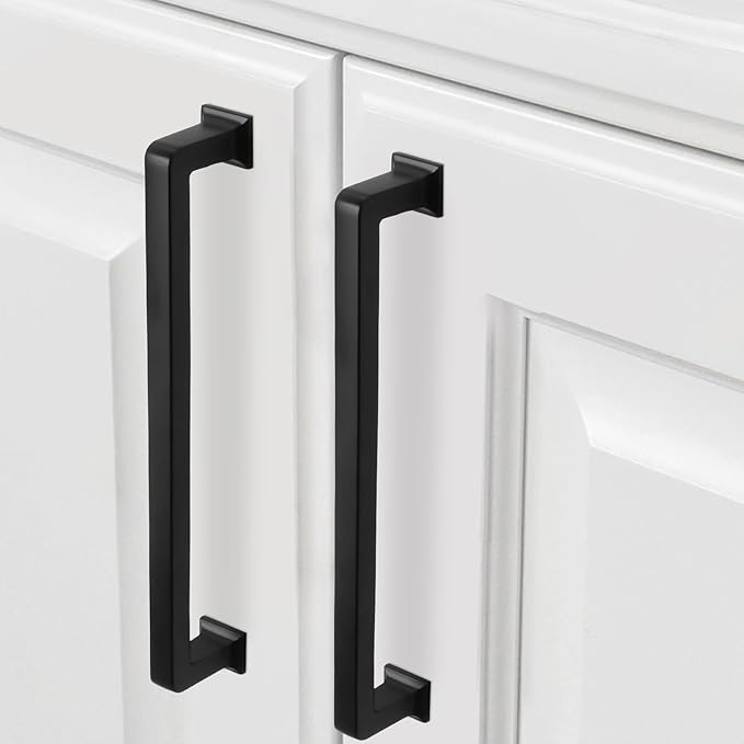 COTYKILEY 6 Pack 7.5 Inch(192mm) Matte Black Kitchen Cabinet Handles Cabinet Pulls Cabinet Door Handles Kitchen Cabinet Hardware Cupboard Drawer Pulls Dresser Handles