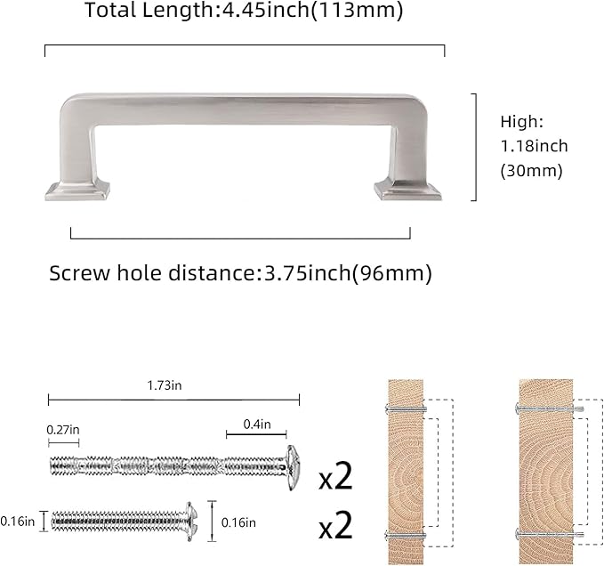 COTYKILEY 10 Pack 3.75 Inch(96mm) Brushed Satin Nickel Cabinet Handles Kitchen Cabinet Pulls Cabinet Door Handles Kitchen Cabinet Hardware Cupboard Drawer Pulls Dresser Handles