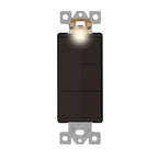 LIDER Minimalist Design Matte Finish Lighted Triple Switch, Combination Frameless Decorator Switch with Locator Light, Ground Terminal, Single Pole, 15A 120-277V, UL Listed, LCS3-1P-BR, Brown