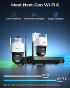 REOLINK 4K PTZ Wi-Fi 6 Security Camera System with Auto-Zoom Tracking, 6X Hybrid Zoom, 360° Coverage, Spotlight Color Night Vision, AI Detection, No Monthly Fees, 2TB HDD NVR with 2X TrackMix WiFi