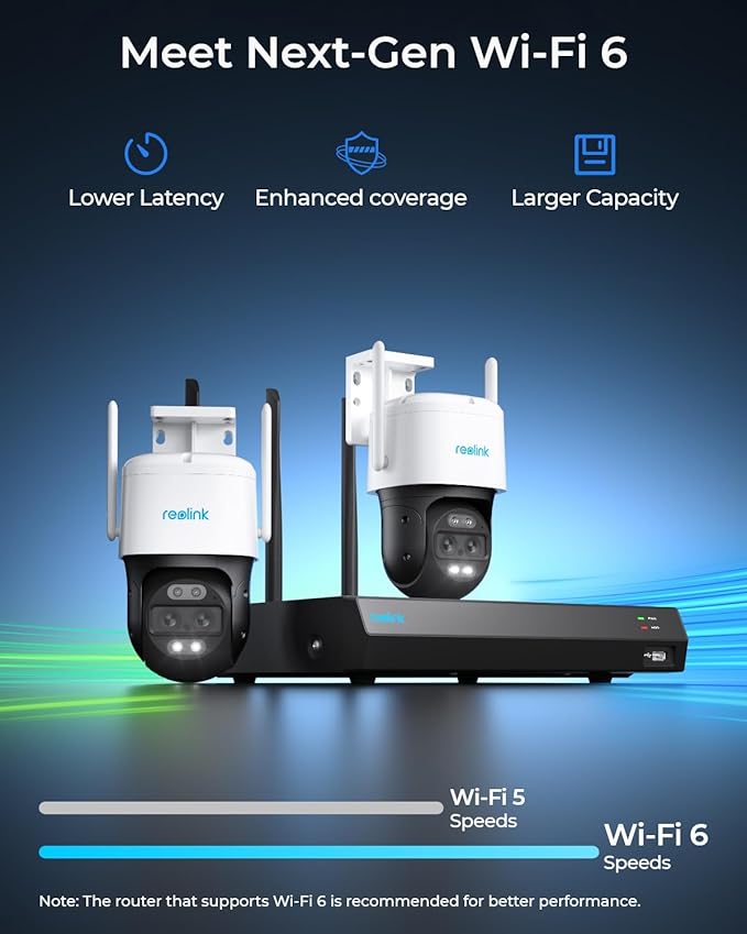 REOLINK 4K PTZ Wi-Fi 6 Security Camera System with Auto-Zoom Tracking, 6X Hybrid Zoom, 360° Coverage, Spotlight Color Night Vision, AI Detection, No Monthly Fees, 2TB HDD NVR with 2X TrackMix WiFi