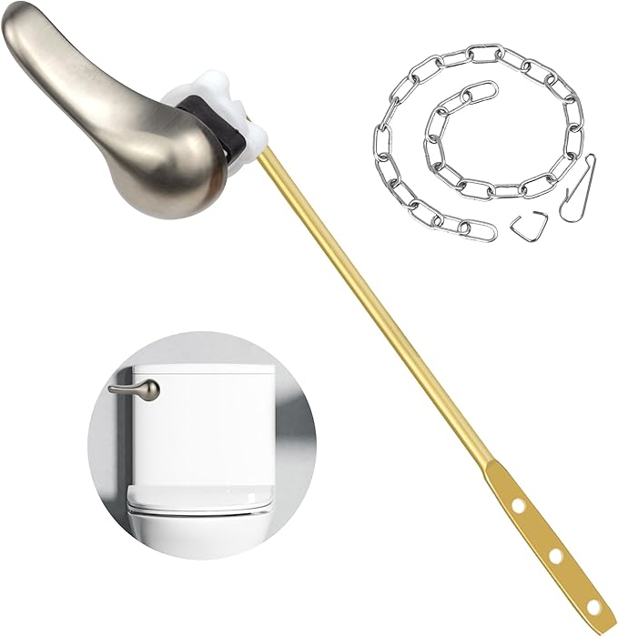 Hidnvefen Toilet Handle Replacement Kit Universal Toilet Flush Handle, Zinc Alloy Toilet Tank Trip Lever with H2 Brass Arm, Compatible with American Standard/Mansfield Toilet, Brushed Nickel