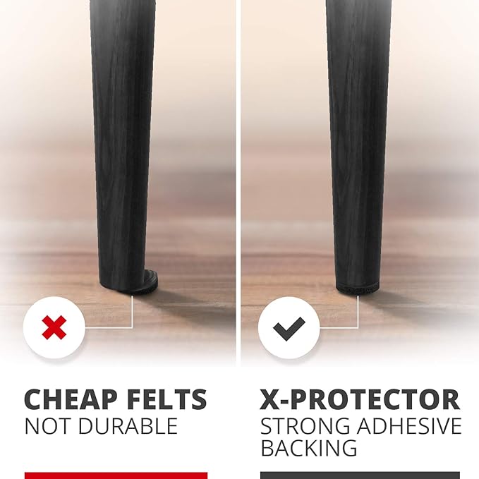 Felt Furniture Pads X-Protector - 48 PCS 1" - Premium Felt Pads Floor Protectors - Furniture Feet Wood Floors Protectors - Prevent Scratches, Annoying Noise & Protect Your Hard Surfaces! (Black)