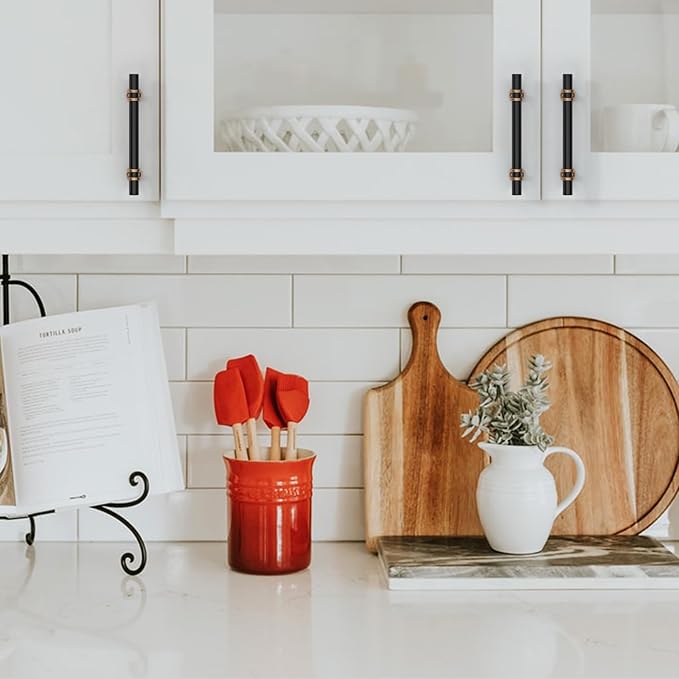 Asidrama 10 Pack 3 Inch(76mm) Champagne Bronze and Matte Black Kitchen Cabinet Handles, Cabinet Pulls Kitchen Cabinet Hardware Cupboard Handles Drawer Pulls