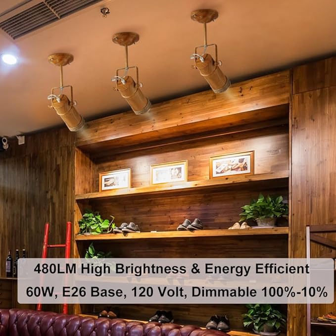 Vinaco PAR16 Halogen Bulb 60 Watt, 6 Pack High Output 480LM Flood, Warm White 2800K, Dimmable with E26 Base, Long Neck for Ceiling Light