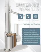 Kitchen Faucet Set, Commercial Kitchen Sink Faucets with Pull Down Sprayer and Soap Dispenser, Stainless Steel Faucets for Kitchen Sinks, Single Handle Spring Faucet with Deck Plate