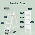 WOA WOA 4 Step Ladder, Folding Step Stool with Wide Pedals, Sturdy Steel Ladders with Anti-Slip Feet, Compact Kitchen Stepping Stool, Supports up to 330 lbs - White