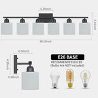 6-Light Black Vanity Lights for Bathroom, Modern Bathroom Vanity Lighting Fixtures Over Mirror, Bathroom Light Fixtures for Bathroom Mirror, Living Room, Hallway, Vanity Table, E26 Base