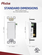 AIDA 4 Way Switch Decorative Light Switch, 15Amp, 120/277 Volt, 4 Way Decorative Light Rocker Switch Replacement, Self-Grounding, Residential and Commercial Grade, UL Listed (10 Pack, Glossy White)