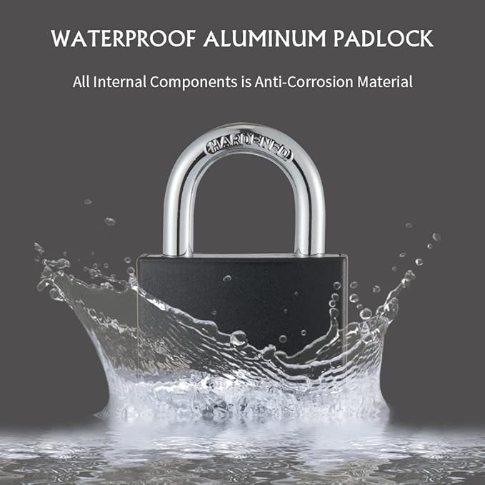 Covered Aluminum Padlock with Key, 8 Pack 1-9/16" Padlocks with Same Key，Key Lock for Outdoors