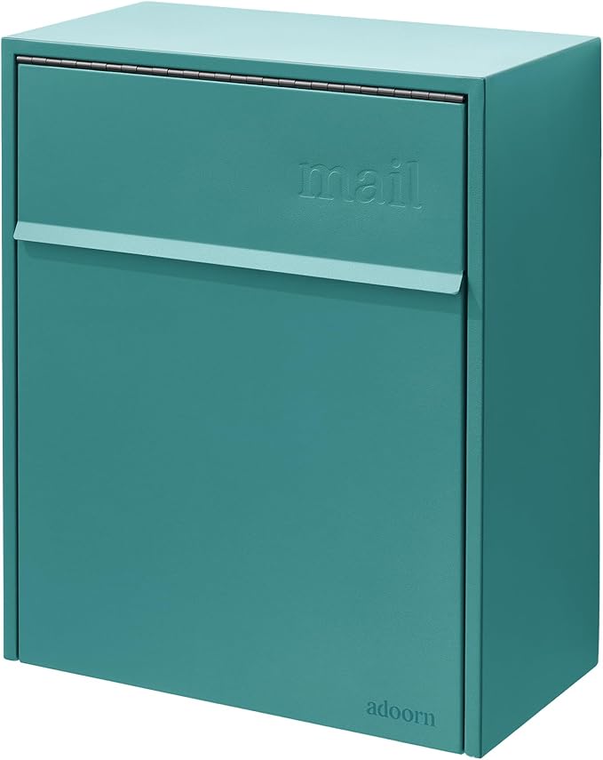 Wall Mount Mailbox - Large, Anti-Theft Locking Mailbox, Weatherproof Mailboxes for Outside The House, 18.5" H x 15" L x 7.5" D - Aegean Sea
