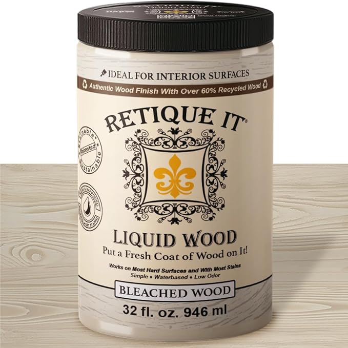 Retique It New and Improved Formula Liquid Wood Coatings - Stainable Primer - Paint It Then Stain it (Bleached Wood, Large)