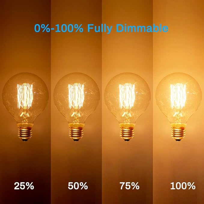 G25(G80) Globe Bulb Edison Light Bulbs, 60W Retro Incandescent Bulb, E26 Medium Base, 240 Lumens 2100K Warm White, Dimmable Home Light-4Pack