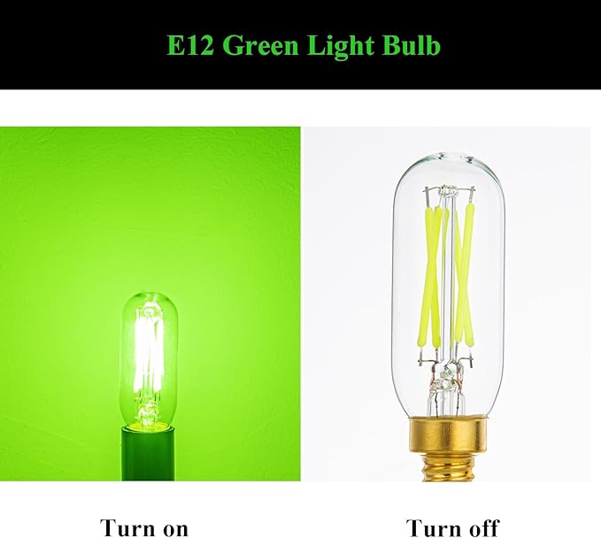 E12 Green Light Bulb Colored Chandelier Light Bulbs, 4W 40 Watt Equivalent Dimmable Green Candelabra Light Bulbs, 6 Pack
