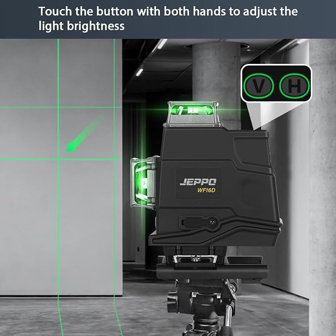 JEPPO Laser Level 360 Self Leveling,4D 4x360° Green 16 Cross Line Lazer Leveler Tool for construction and Tiling Floor,APP Remote Control,with 5000mAh Rechargeable Battery,Magnetic Rotating Stand