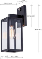 GRUENLICH Dusk to Dawn Large Outdoor Wall Lantern, PIR Motion Sensor Wall Sconce, E26 Base Max 60W, Metal Housing Plus Glass, Oil Rubbed Bronze Finish, Bulb Not Included, 1-Pack