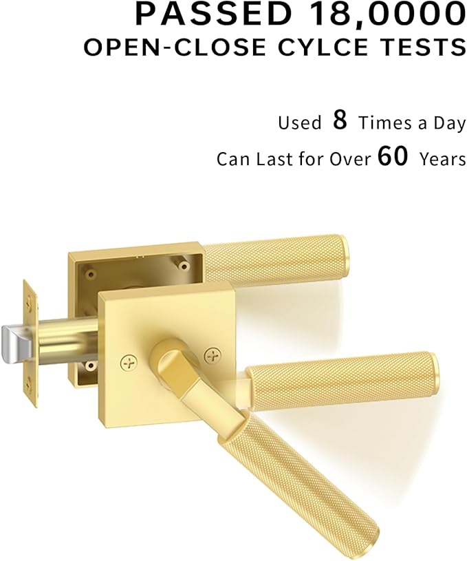 Asidrama 6 Pack Gold Passage Door Handles, Door Lever with Door Knobs Indoor for Bedroom or Bathroom, Heavy Duty Door Handles Interior with Locks for Left Right Sided Doors