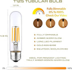 Short T10 LED Bulb, 5in Vintage Edison Dimmable Bulb 6W 2700K Warm White Tubular Bulbs, E26 Medium Base Clear 600LM 60W Equivalent for Cylinder Pendant Wall Sconces Chandelier Vanity 4Pack