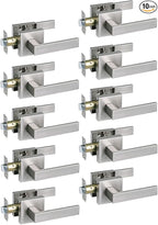 NEWBANG Hall/Closet Lever Handle Lock Satin Nickel Finish-Heavy Duty Door Lock Handle in Silver for Passage Door