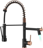 Matte Black Kitchen Faucet AIMADI,Commercial Kitchen Faucets Single Handle Single Hole Spring Rose Gold Kitchen Faucet with Pull Down Sprayer Black