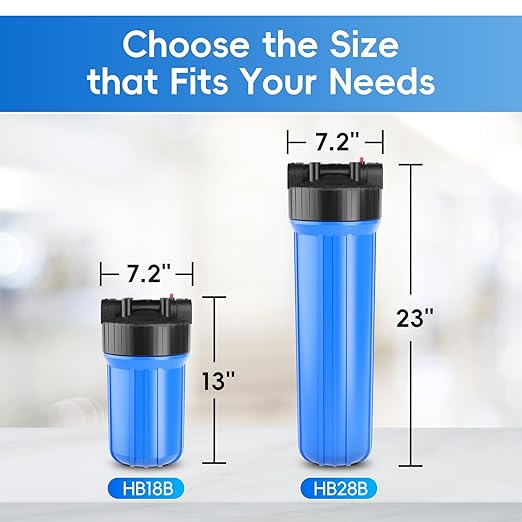 iSpring HB28B Whole House Water Filter Housing, 20" x 4.5" Universal Housing for Whole Home Water Filtration w/ 1" NPT Ports Pre-Filtration System