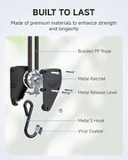 Fondwell 1/4" Tie Downs Ratchet Straps: 8 Pack of Heavy Duty Adjustable Rope Hangers for Various Hanging and Strapping