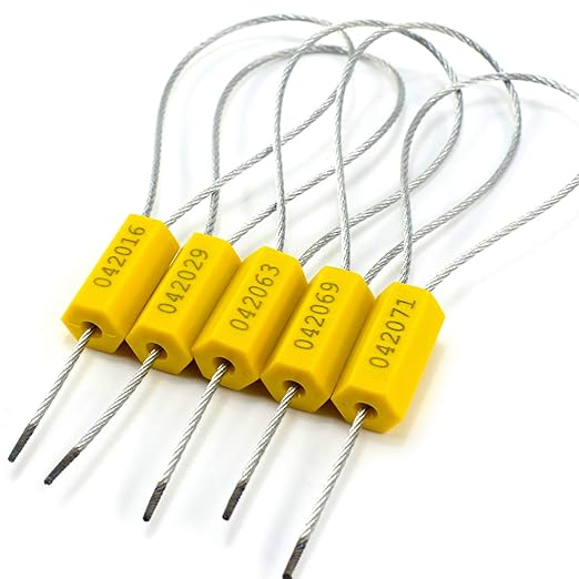 2000 pcs Tamper Proof Security Cable Wire Seals Numbered Pad-Lock Pull-Tite Security Tag Straps for Trailers, Cargo, Truck (Yellow)