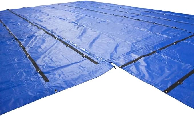 Mytee Products 24' x 27' Flatbed Trailer Lumber Tarp with 8 FT Drop - Heavy Duty Blue 18 Oz Vinyl Waterproof Tarp for Truck/Trailers to Protect Cargo from Wind, Rain, Snow, and Sun
