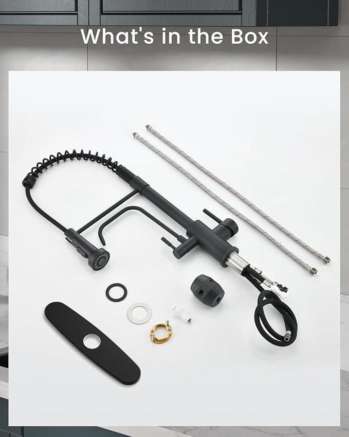 APPASO Black Kitchen Faucet with Drinking Water Faucet, 3 in 1 Pull Down Faucet with Purfied Water Faucet, Single-Handle High Arc Kitchen Water Filter Faucet, Matte Black (Without Filtration Device)