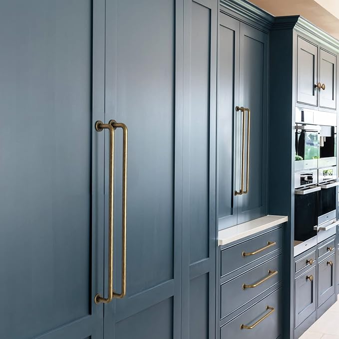 Goo-Ki 6 Pack Antique Brass Cabinet Handle Drawer Pulls, 7.56 Inch(192mm) c-c Vintage Retro Brass Zinc Alloy Bar Pull Kitchen Hardware for Cupboard Furniture