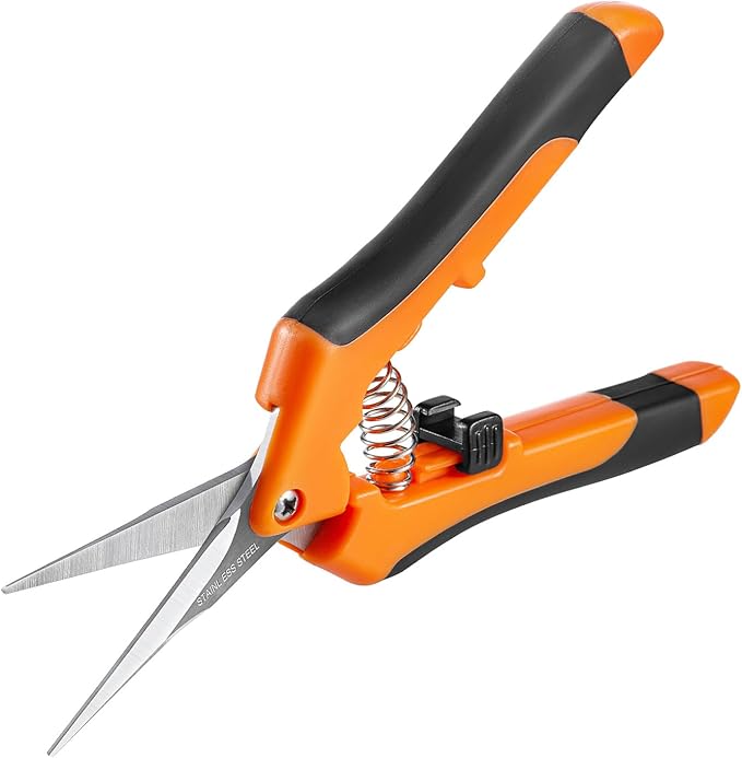 GROWNEER 1 Packs 6.5 Inch Pruning Shears Gardening Hand Pruning Snips Gardening Scissors with Straight Stainless Steel Precision Blades