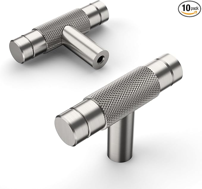 Amerdeco 10 Pack 2 Inch Brushed Satin Nickel Cabinet Knobs Single Hole Cabinet Pulls Dresser Knobs Round Drawer Knobs and Pulls for Bathroom Cabinets ZH0040