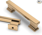 Asidrama 10 Pack 3.75 Inch(96mm) Champagne Bronze Kitchen Cabinet Handles, Brushed Brass Cabinet Pulls Gold Kitchen Cabinet Hardware for Cupboard Drawer Pulls