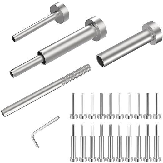 CKE 10 Pairs Invisible Cable Railing Kit, 1/8" Invisible Receiver and Swage Stud End Tensioner Terminal Hidden for 2"x2", 4"x4" Wood/Metal Post, T316 Stainless Steel Deck Cable Railing Hardware, CR31